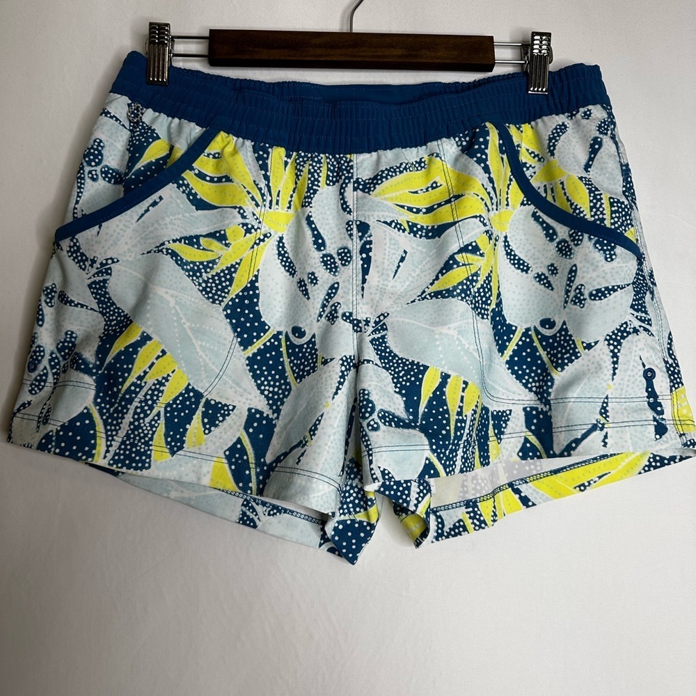 Columbia Athletic Shorts Blue and Yellow Dynamic Design